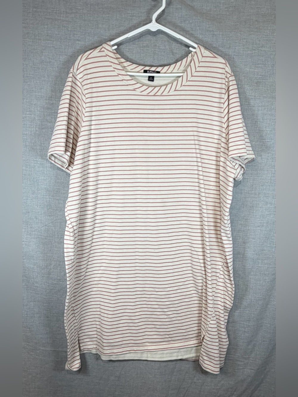 Buffalo David Bitton Cream Tee Dress with Pink Stripes